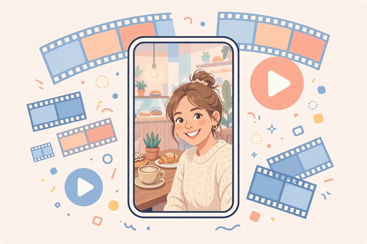 AIショート動画を作ります 自撮り風Vlog・変身・ループ動画に イメージ1