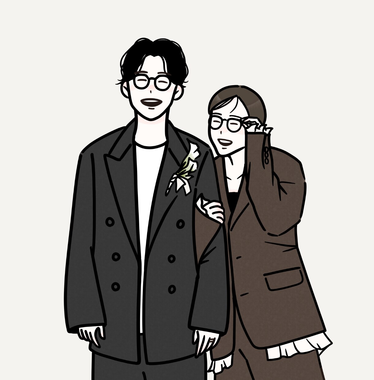 カップル・家族写真を抜け感イラストにします ｜ゆるっとした雰囲気で｜フルカラーが基本料金内｜ イメージ4