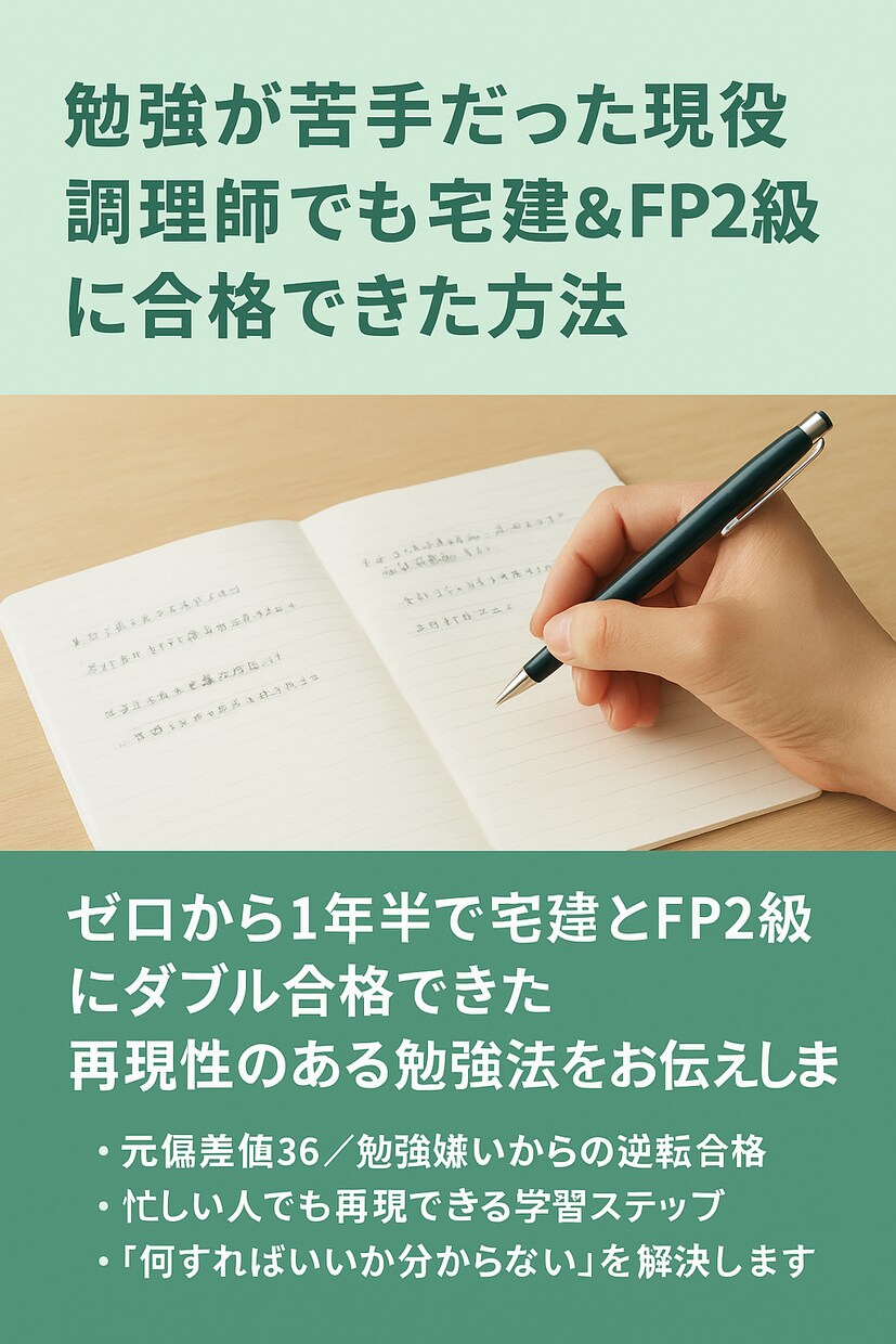 やさしく始める宅建FP学習サポートします 勉強が苦手でも大丈夫。一緒に小さな一歩から始めましょう イメージ1
