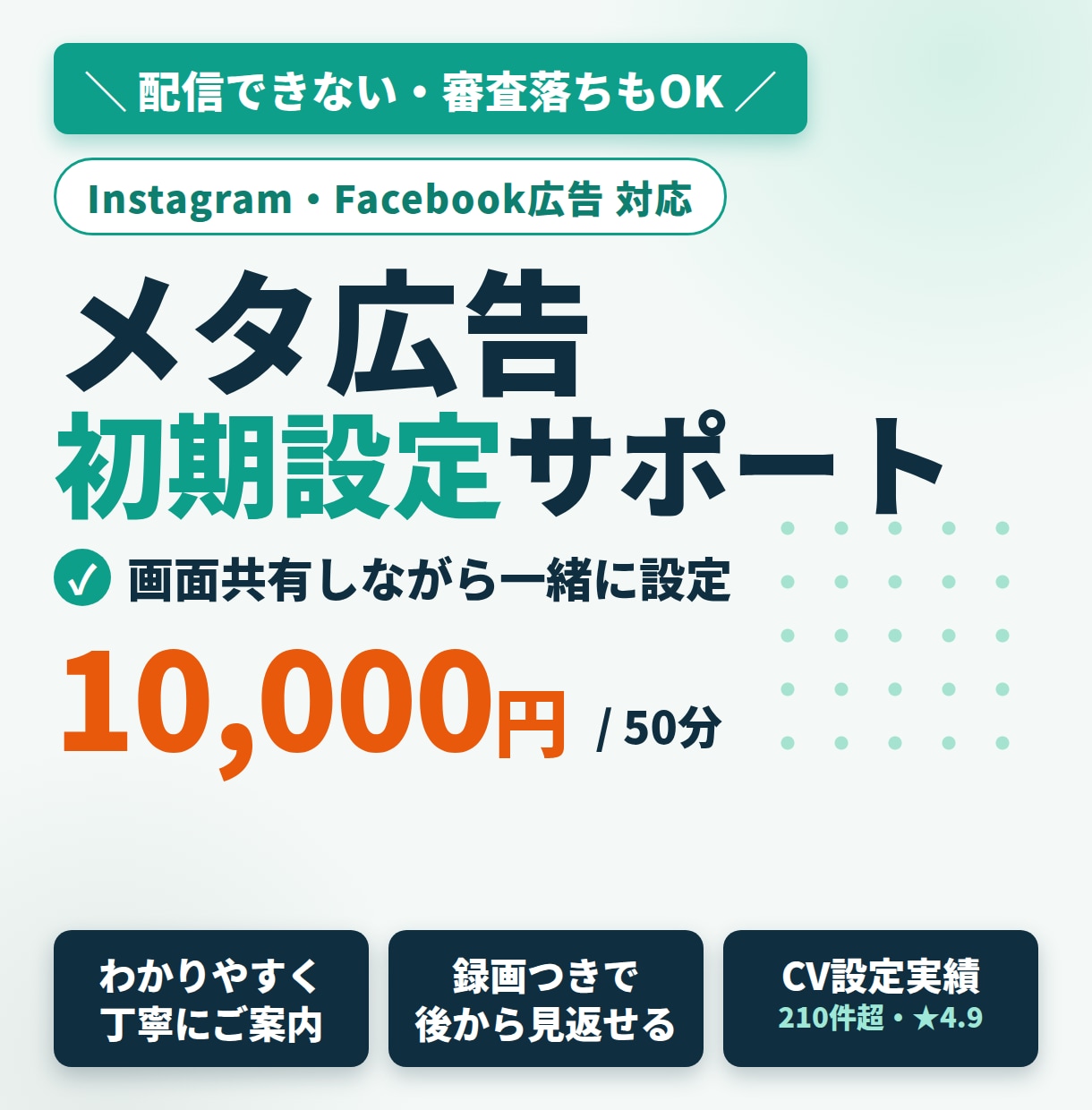 Meta広告の初期設定を画面共有でサポートします メタ広告が配信できない・審査落ちの原因も一緒に解決 イメージ1