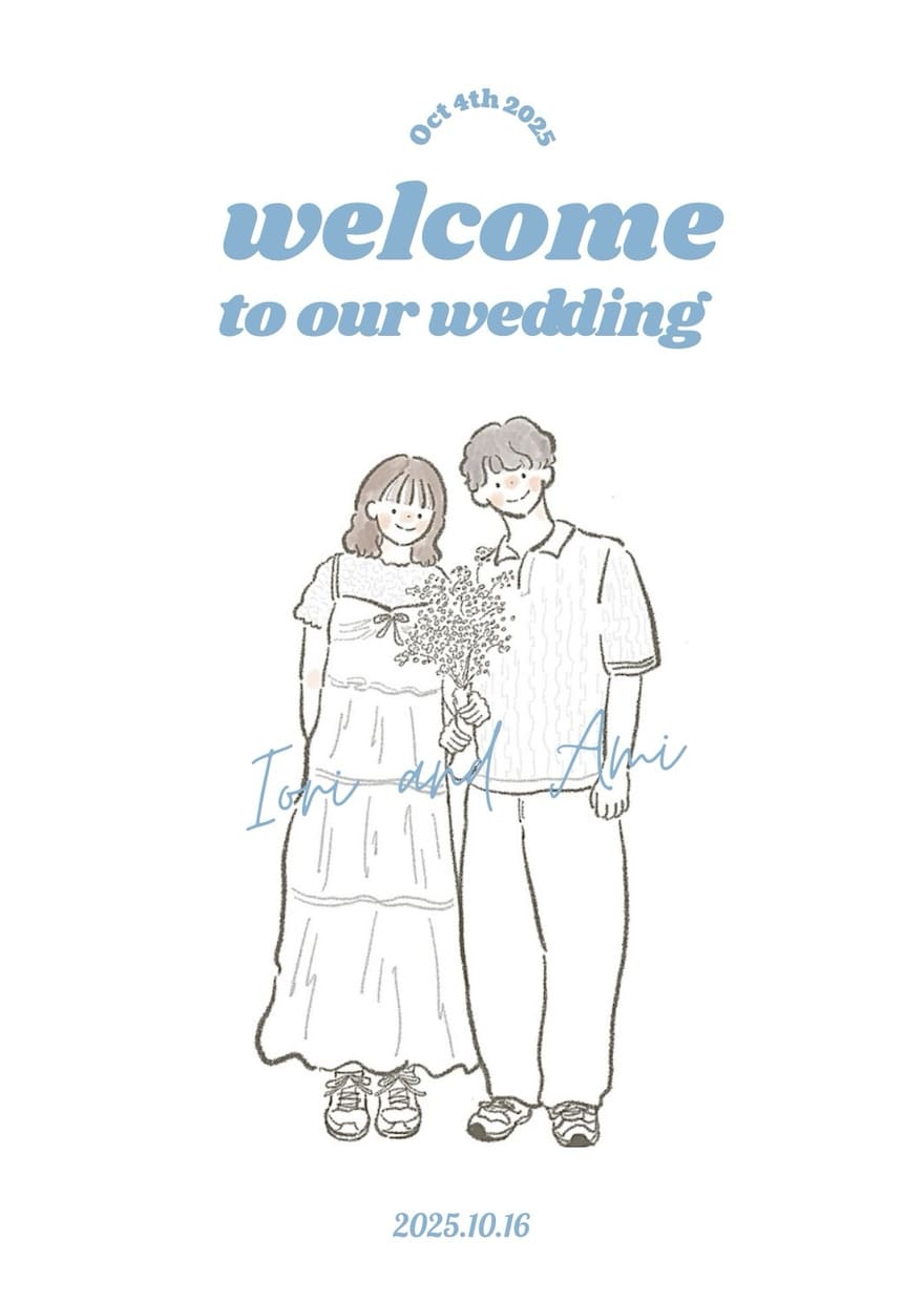 淡色カラーがおしゃれなウェルカムボード描きます 韓国風・ニュアンスで結婚式をおしゃれに彩ります。ペットも可 イメージ6