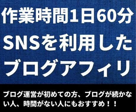 1日1時間のSNS×ブログ！半自動化副業教えます 1日約1時間の作業で行うブログアフィリノウハウをお伝えします イメージ1