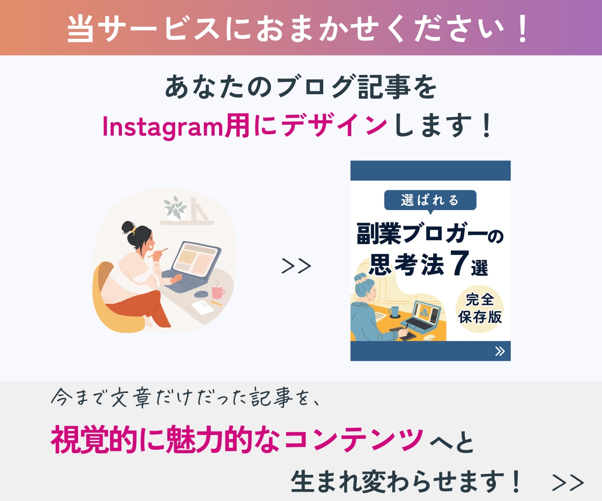 ブログの文章からInstagram投稿を作成します テンプレート付/時短/SEO強化/インスタグラム/画像作成 イメージ3