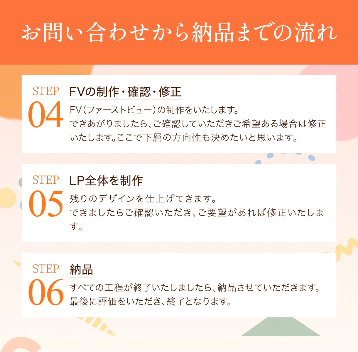 獲得コスト削減し成果につながるLP制作をします 初心者大歓迎！丁寧・親切に対応。おしゃれで満足に対応します。 イメージ8
