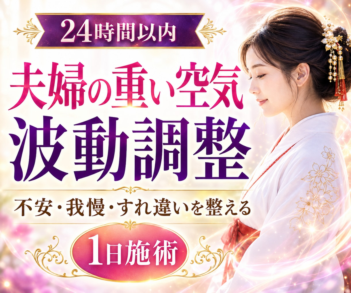 夫婦関係の重い空気を波動調整で整えます 不安・我慢・すれ違いで疲れた心をやさしく整えます イメージ1