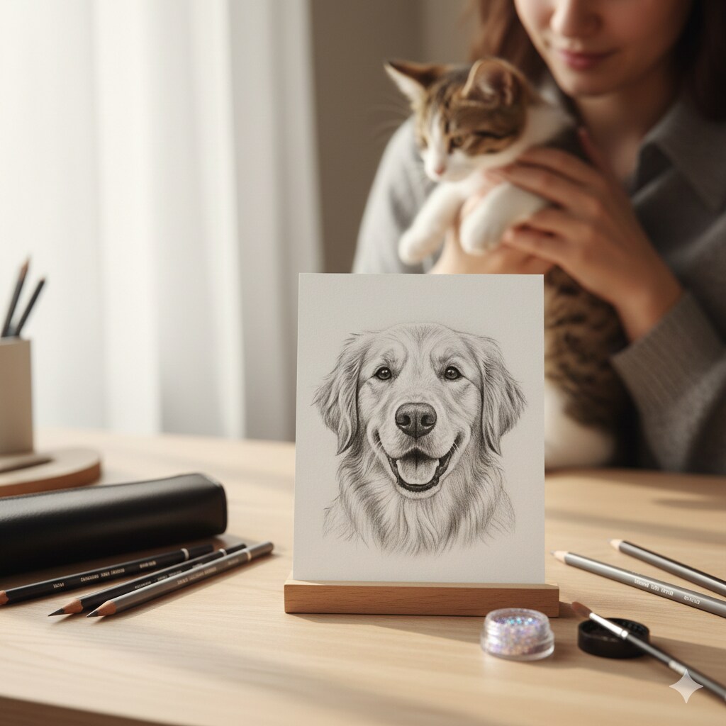 1級ネイリストが描く愛犬愛猫の鉛筆画ハガキ作ります 繊細な筆使いで再現。世界に一枚、温もり伝わる手描きイラスト イメージ2