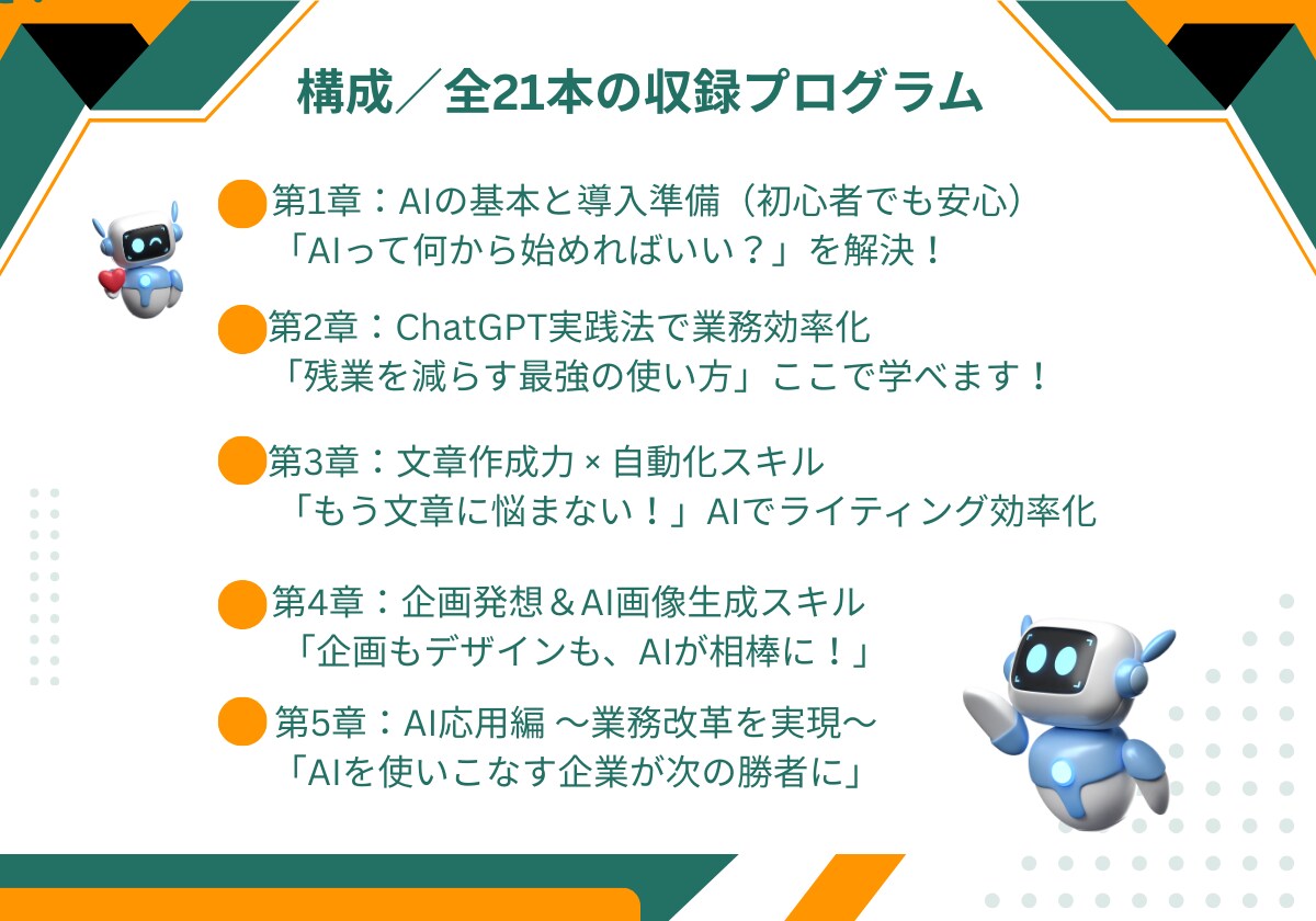 企業向け、再販も可能なAI研修教材を提供します 助成金対象教材であなたのブランドで販売できます。 イメージ4
