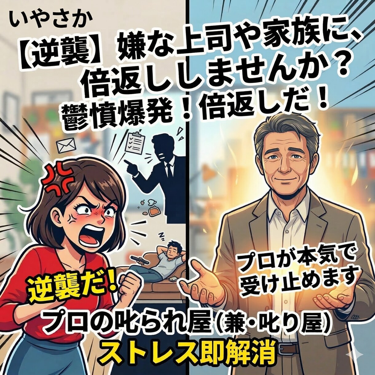 嫌なアイツに倍返し！私が代わりに叱られます 叱るも叱られるも自由自在！非日常の会話で心のデトックス！ イメージ2