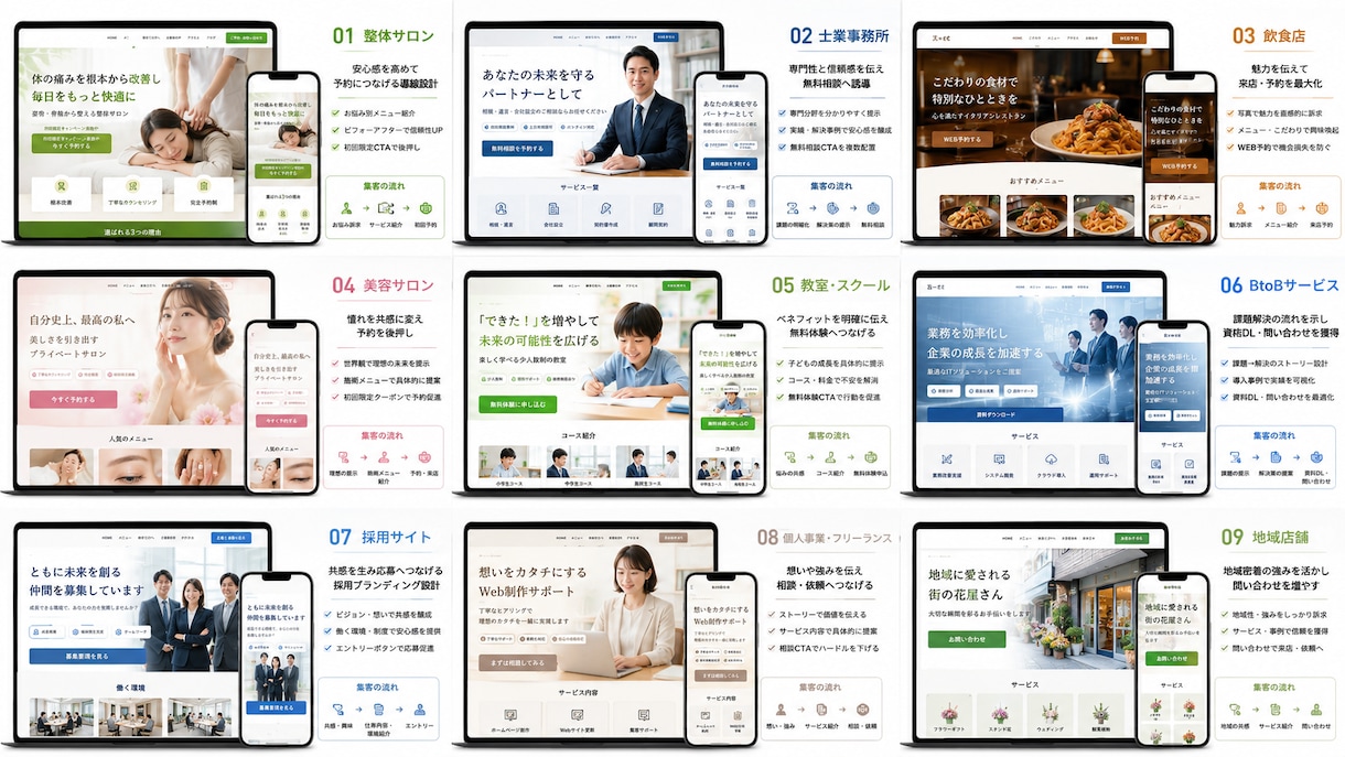ココナラ最安値｜集客HPを制作します 問い合わせが増える導線ごと設計します イメージ1