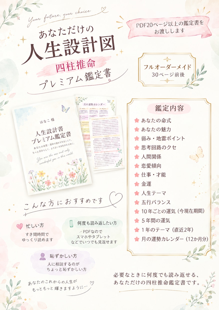 四柱推命であなたの取扱説明書作成ます 私はどう生きればもっと自分らしく輝けるのか？ イメージ1