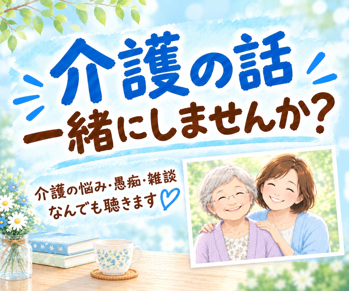 介護中のあなたに寄り添い、心を包み込みます 介護経験者だからこそ分かる気持ち。気軽にお話ししませんか？ イメージ1