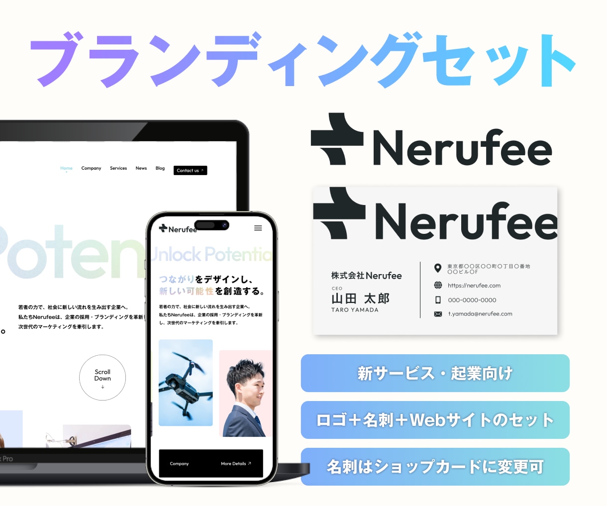 ロゴ＋名刺＋サイトをセットで制作します 【ブランディングセット】新事業・サービスの開始に便利！ イメージ2
