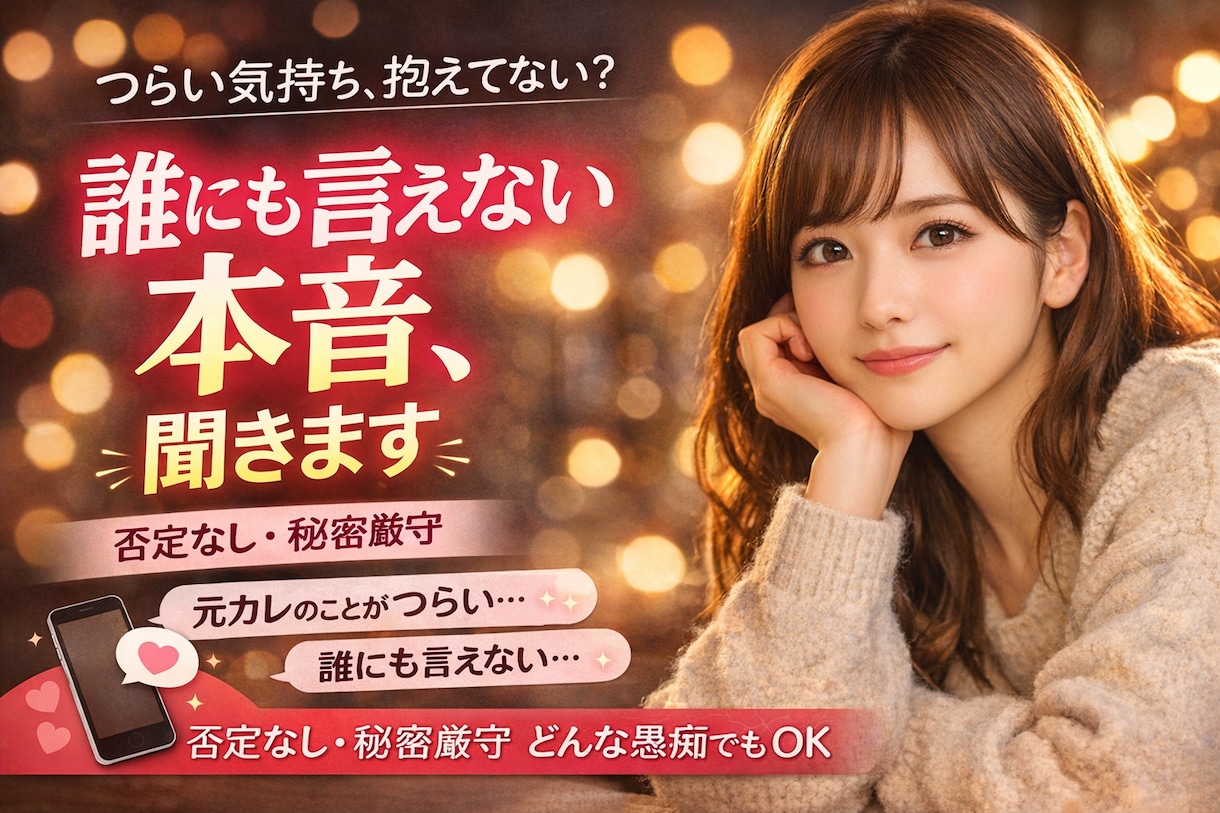 誰にも言えない本音、聞きます 優しく受け止める、あなたの味方です イメージ1
