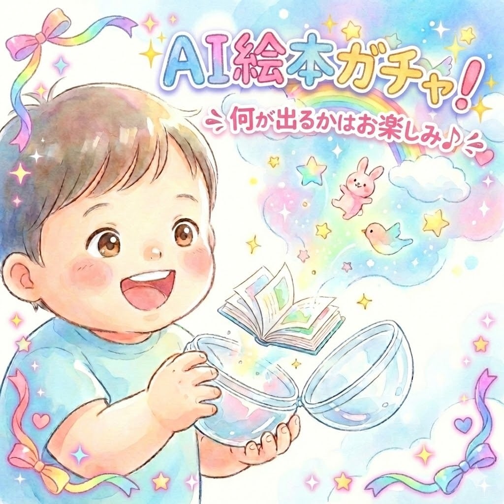 AI絵本ガチャ！オリジナル絵本を制作します テーマだけ選んであとはおまかせ。 世界にひとつのAI絵本 イメージ1