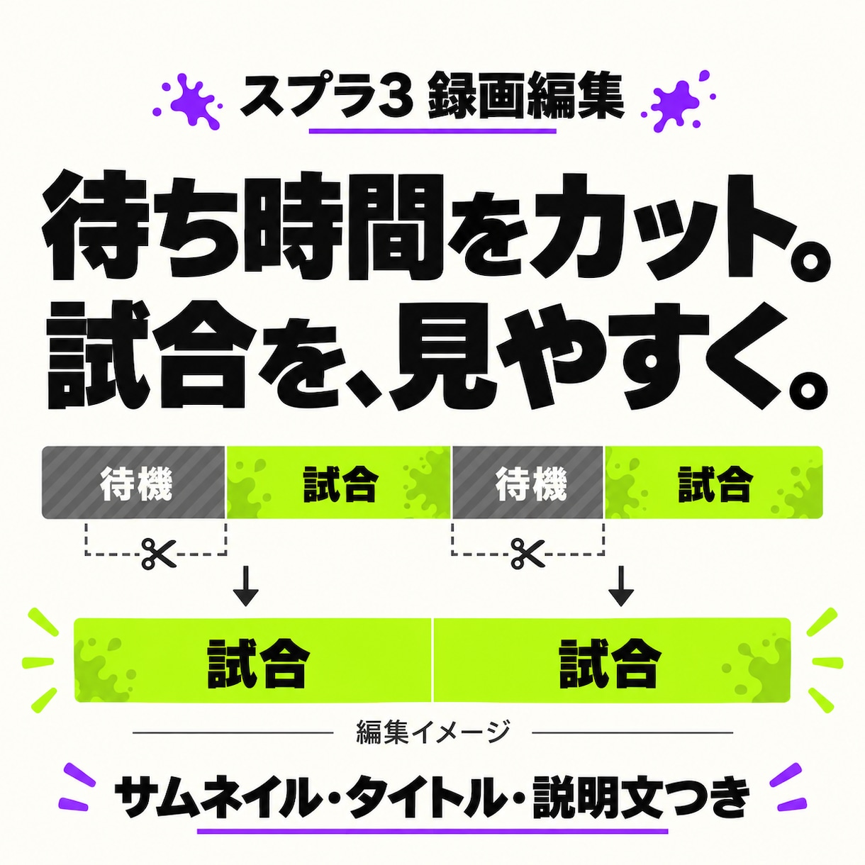 スプラ3のバトル動画を編集します [合計10時間分まで｜複数ファイルOK] イメージ1
