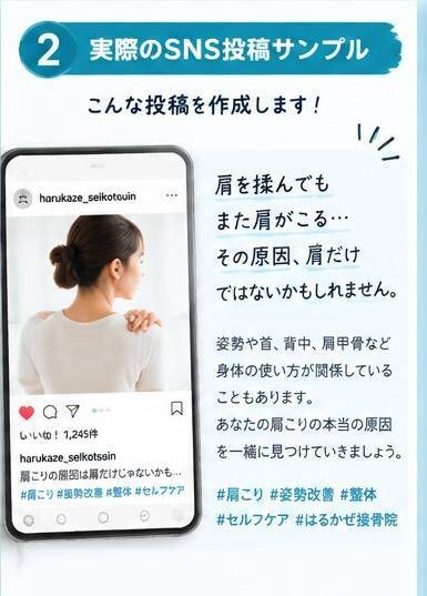 現役院長が整体院のSNS投稿10本作ります 「何を投稿する？」を解決！患者さんに伝わるSNS投稿 イメージ2