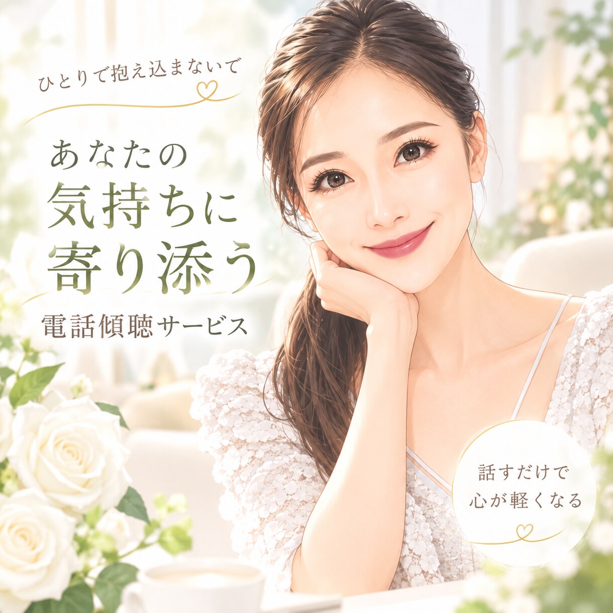 いつも聞き役の優しいあなたへ。今度はお聴きします 人の気持ちに寄り添うあなたにも、自分の心を話す時間を。 イメージ5