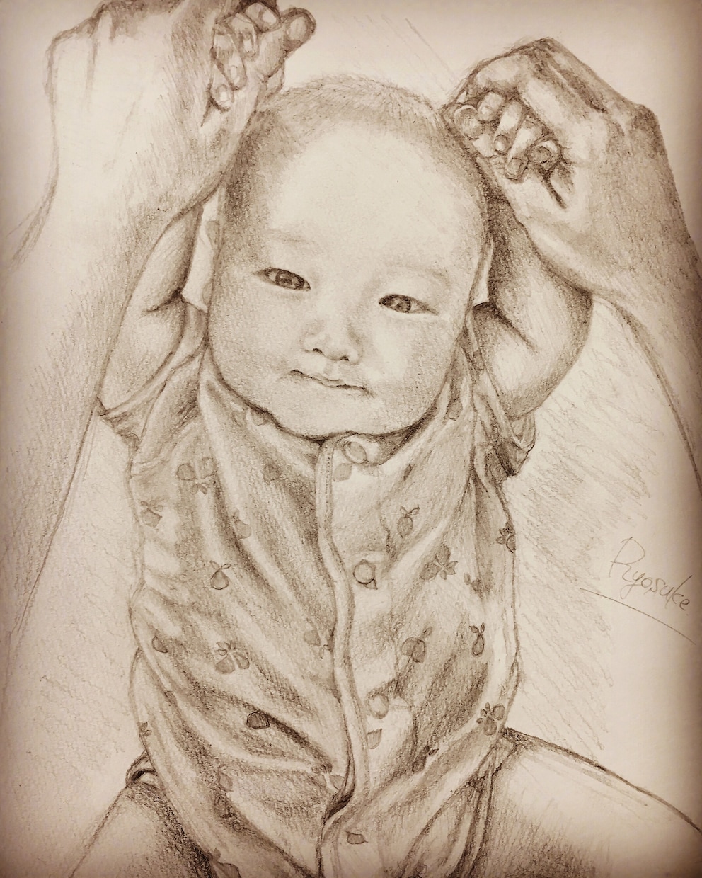赤ちゃんのスケッチ似顔絵描きます デフォルメなし！写真の表情を温かみのある鉛筆画で描きます イメージ1