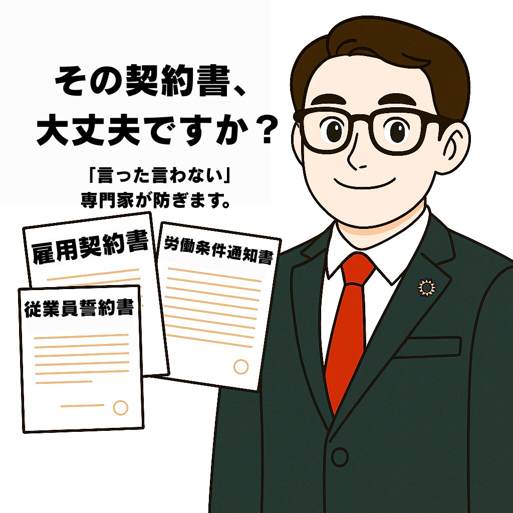 その契約書、大丈夫ですか？雇用書類を整えます 雇用契約書・通知書・誓約書を一括サポート！ イメージ1