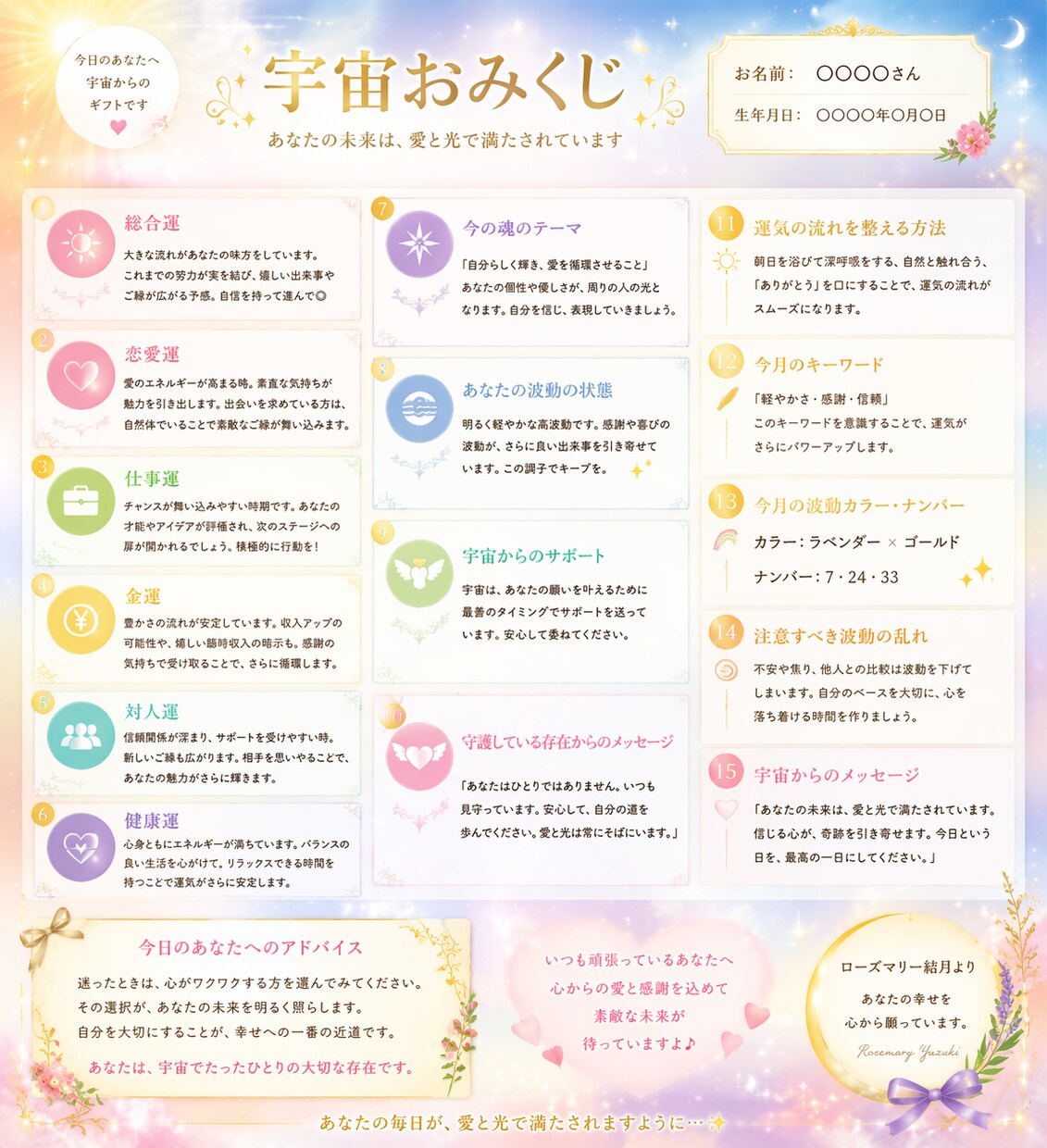宇宙おみくじ霊視で1ヶ月の流れと転機を視抜きます 恋愛仕事金運人間関係を深層から読み波動調整 イメージ2