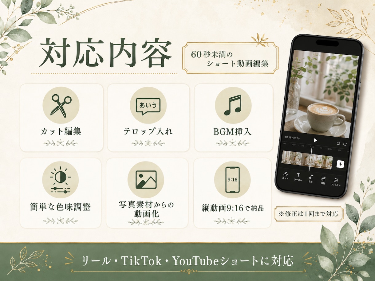 ショート動画を編集します 店舗・事業主さま向け｜SNS用動画を見やすく編集します イメージ2