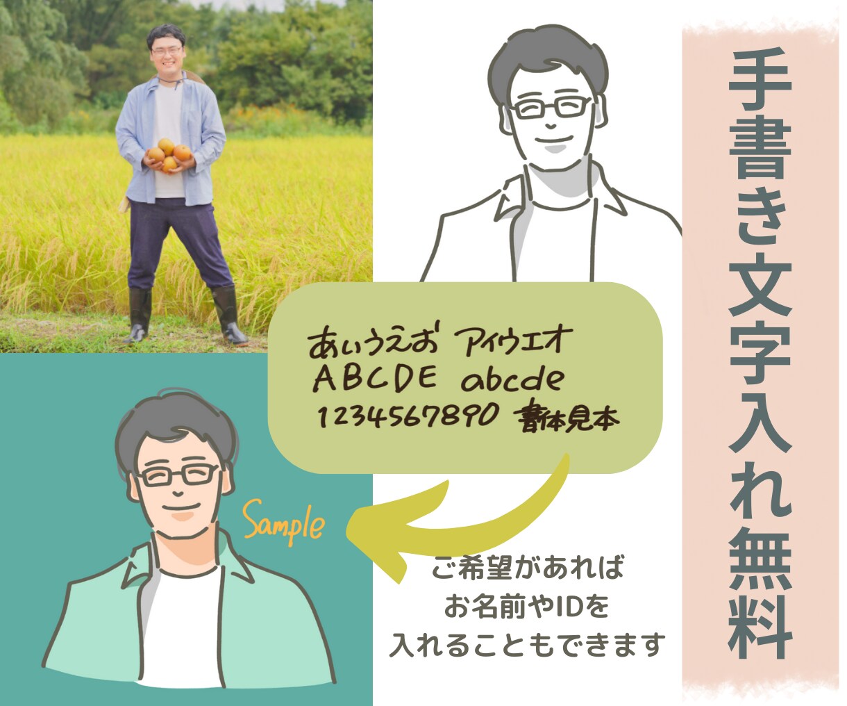 2枚セット！写真と色で、シンプルな似顔絵描きます 手軽に自分らしいオリジナルアイコンを作りたいあなたへ！ イメージ7