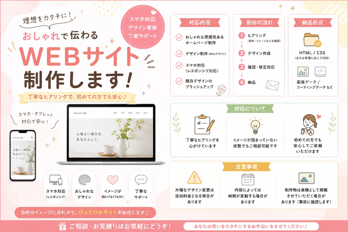 おしゃれで見やすいWebサイトを制作します 一瞬で伝わる、デザインの力を。 イメージ1