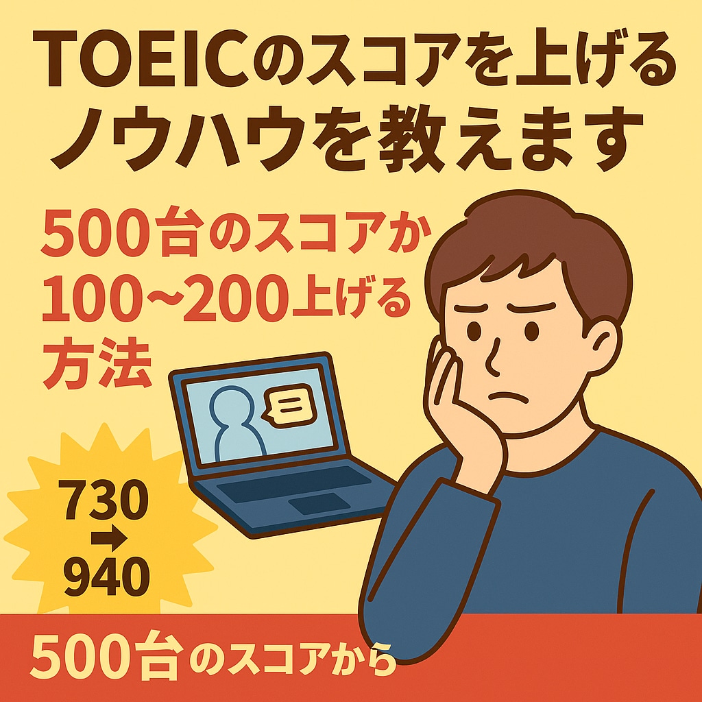 TOEICのスコアを上げるノウハウを教えます 500台のスコアから100～200上げる方法 イメージ1