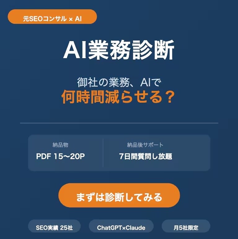 AI化すべき業務を3つ特定しレポートにします 「AI導入、何から始める?」を24時間以内に解決 イメージ1