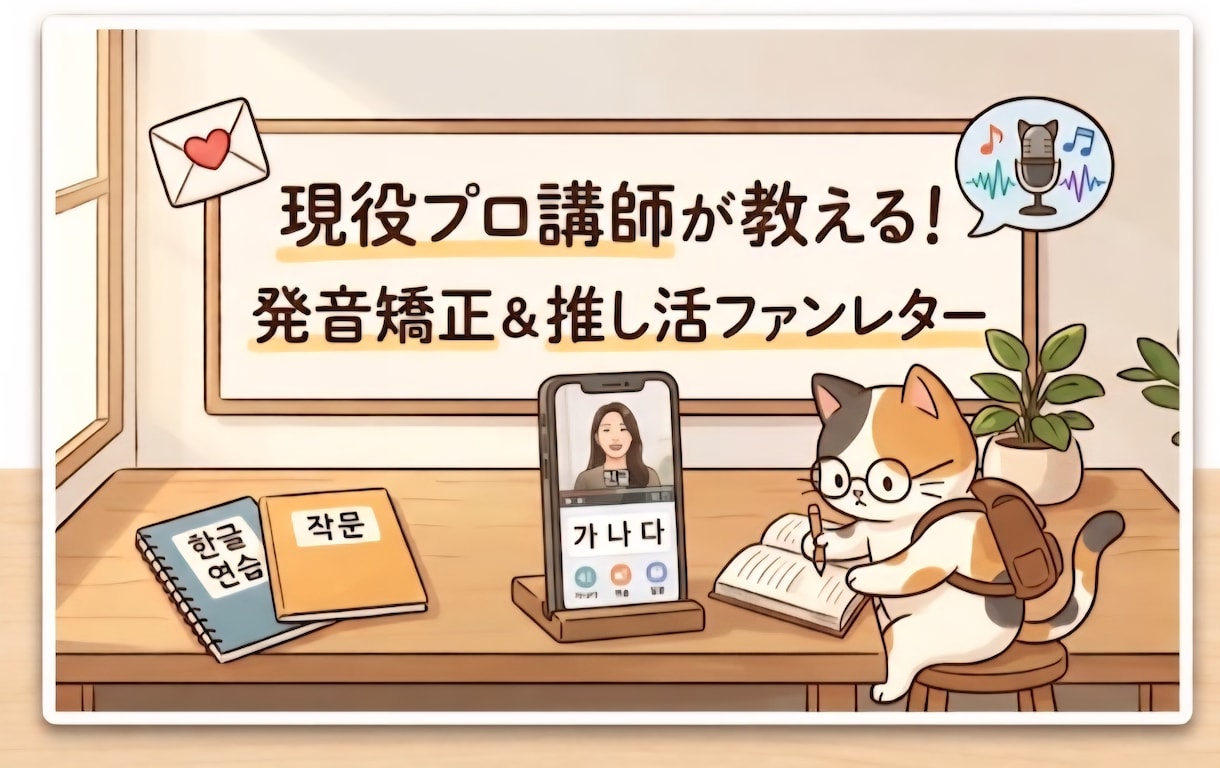 プロ講師が添削ファンレター翻訳＆韓国語発音矯正ます AIには真似できない生きた文法とネイティブ発音指導を伝授 イメージ1