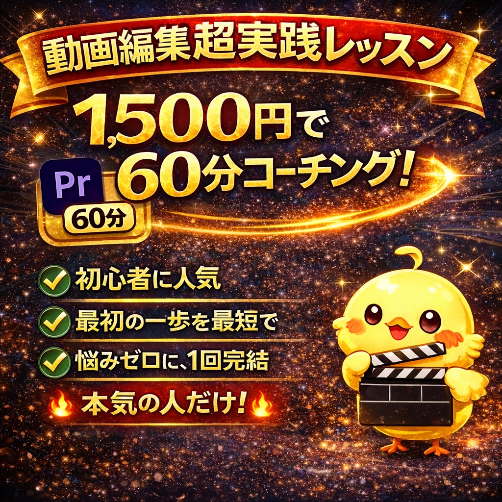 初心者さんに動画編集をレッスン致します 60分程のレッスン 動画編集オンライン授業 初心者向け イメージ1