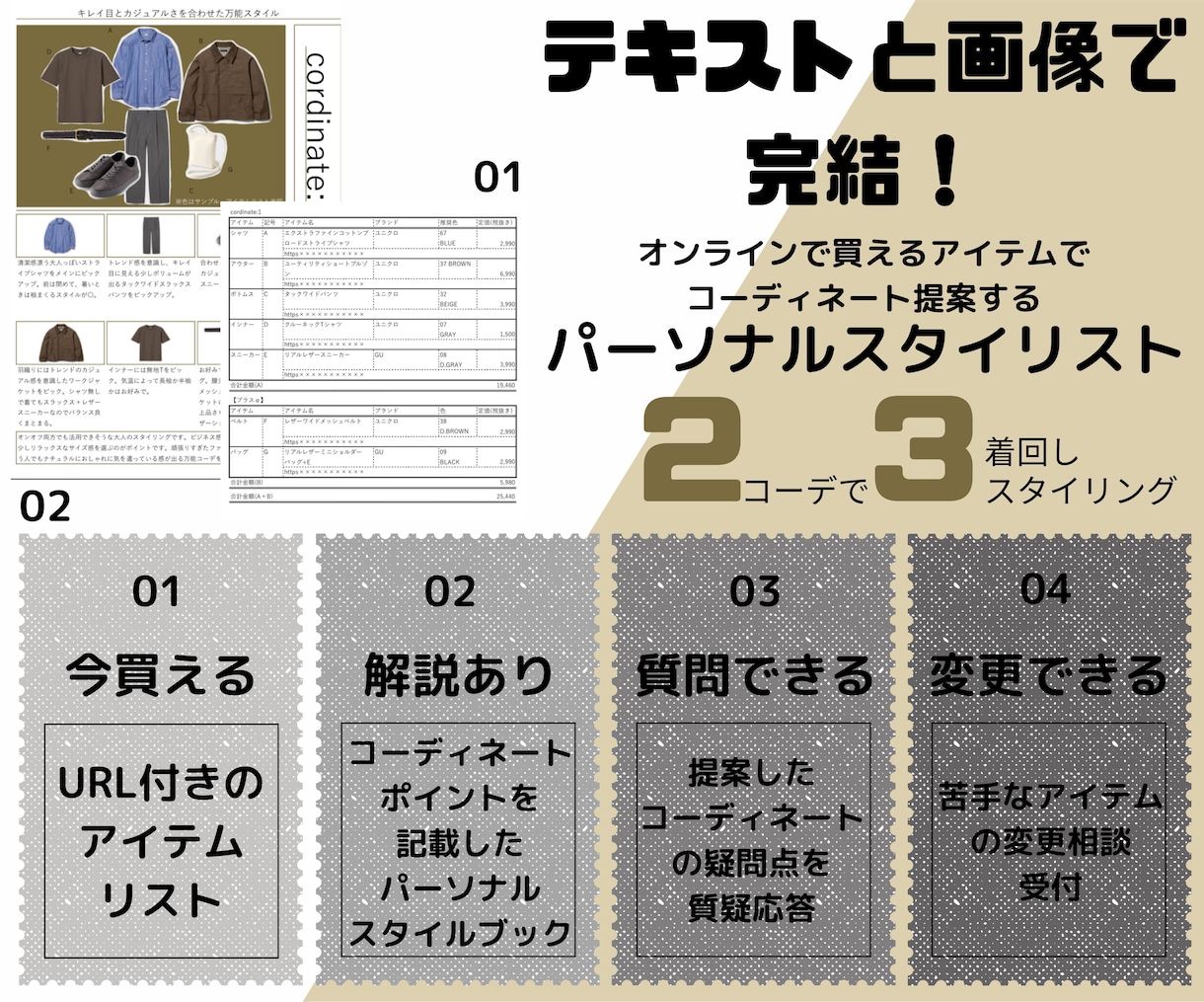 アパレル経験12年。メンズ向けのコーデ提案致します 文字と画像で完結！解説書とチャットのやり取りでおしゃれの相談 イメージ1