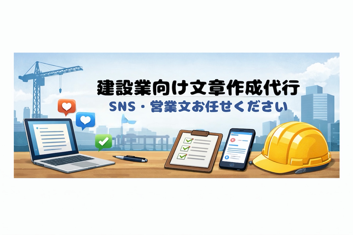 建設業向け｜SNS投稿・営業文章を月額で代行します 現場が忙しくて文章まで手が回らない方へ。現場目線で作成します イメージ1