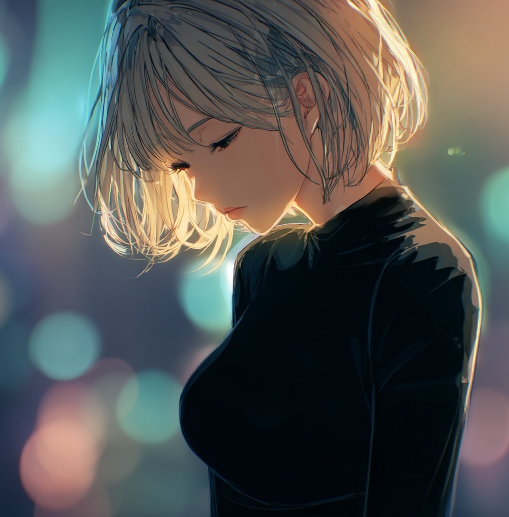 Midjourney＿Sad系の感情を教えます 感情『悲嘆・悲しみ・哀愁』を、光と影で美しく表現する イメージ5