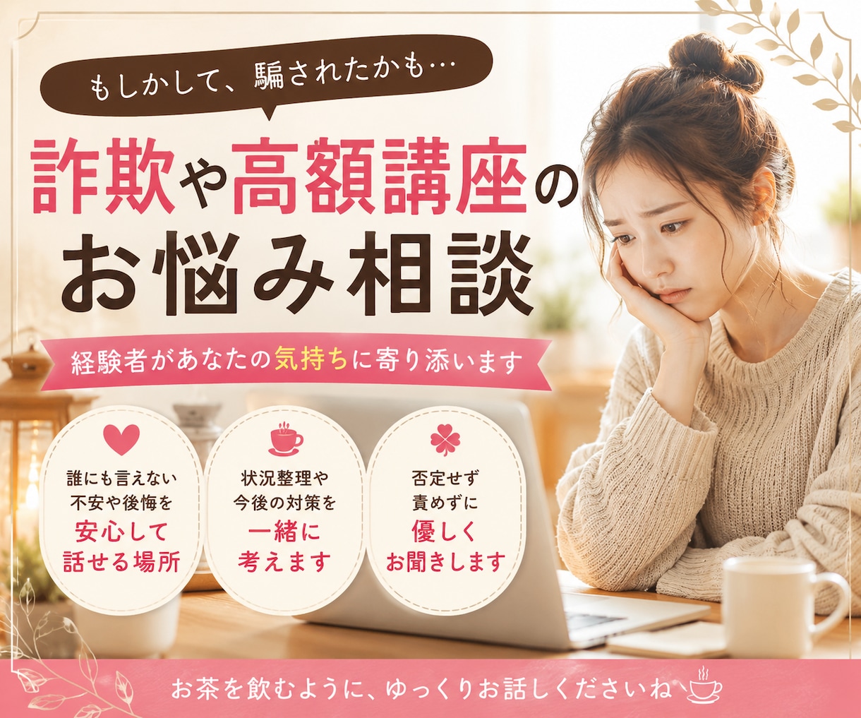 副業・高額講座で「騙されたかも」をお聞きします 高額コンサル・スクール・副業契約…後悔を経験者が受け止めます イメージ1