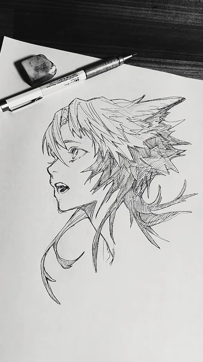 シャープペンで素敵な人物イラスト描きます 何度でもOK！ラフ提案数、修正無制限‼️ イメージ1