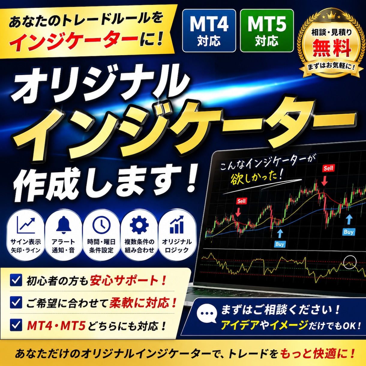MT4/MT5対応のインジケーターを作成します あなた独自のアイデアをオリジナルインジケーターに！ イメージ1