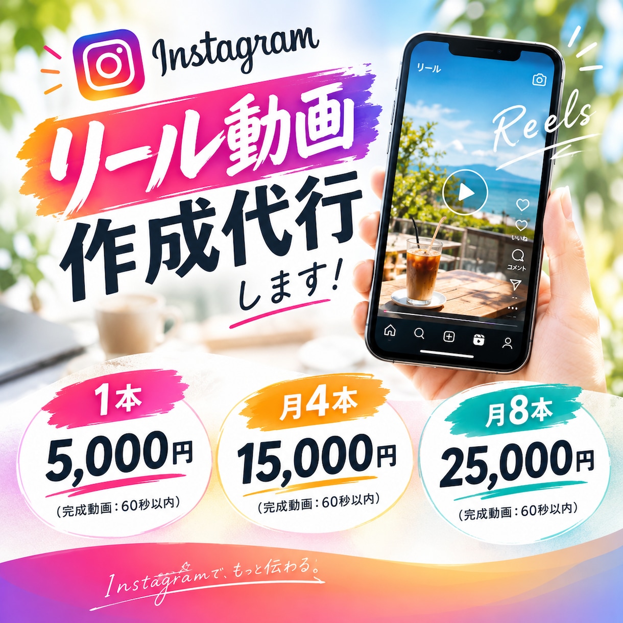 Instagramのリール動画、作成代行します ショート動画・リールなど縦長動画を作成します イメージ1