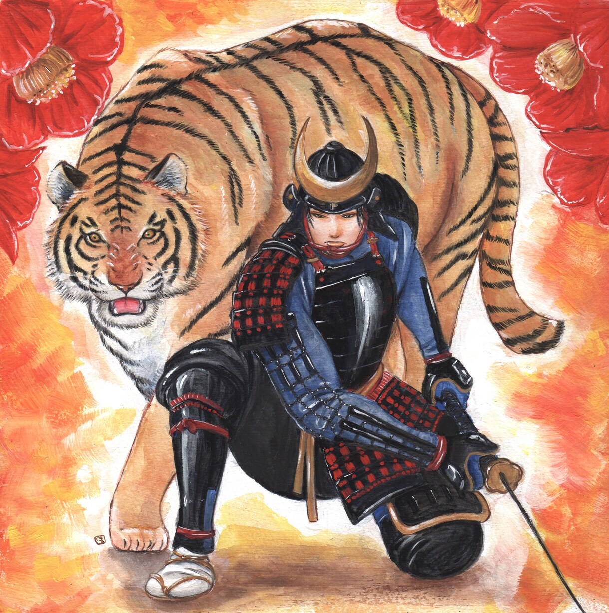 侍、戦国武将のイラスト描きます ややリアルタッチのアナログ手描きです。馬付きも可能です。 イメージ3