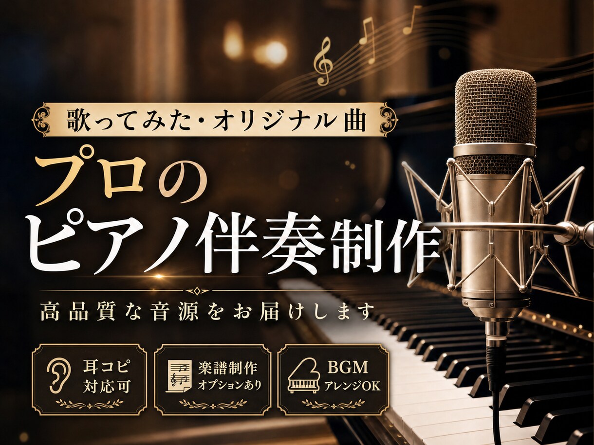 ライブや「歌ってみた」用ピアノ伴奏音源制作します カバー曲やオリジナル曲をあなただけのアレンジで イメージ1