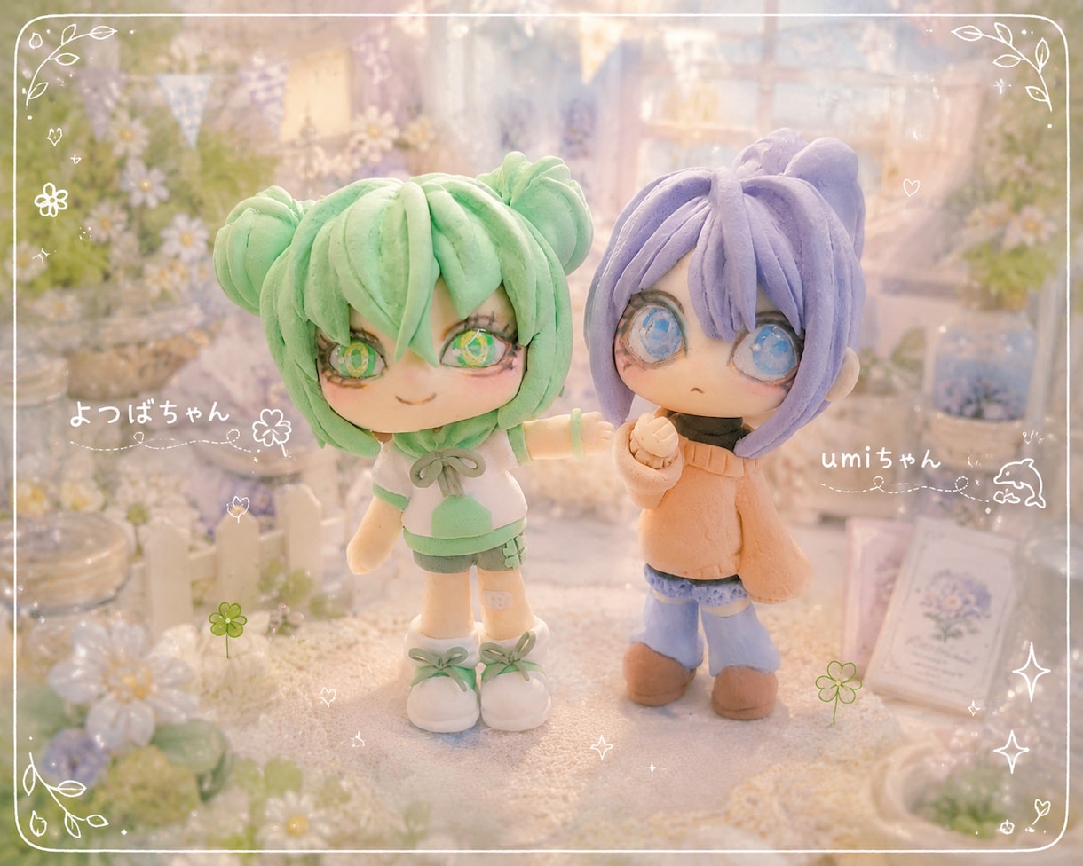 粘土で、ミニチュアフィギュア人形制作します 約10cm、3等身位の小さなドールです イメージ1