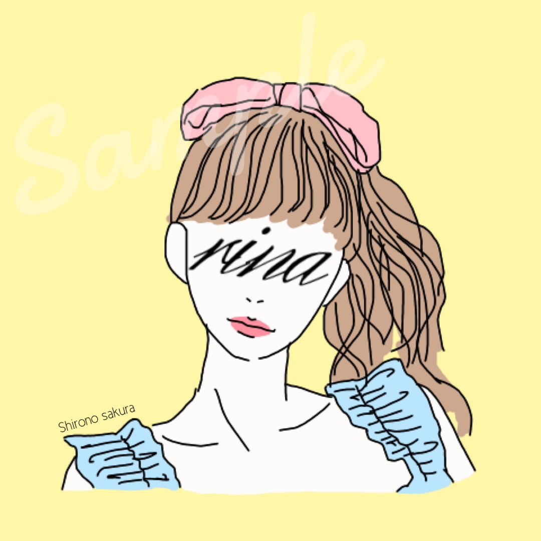 線画をベースにした似顔絵アイコンをお作りします イラスト目元に入るお名前が特徴の、目隠しお洒落アイコンです！ イメージ3