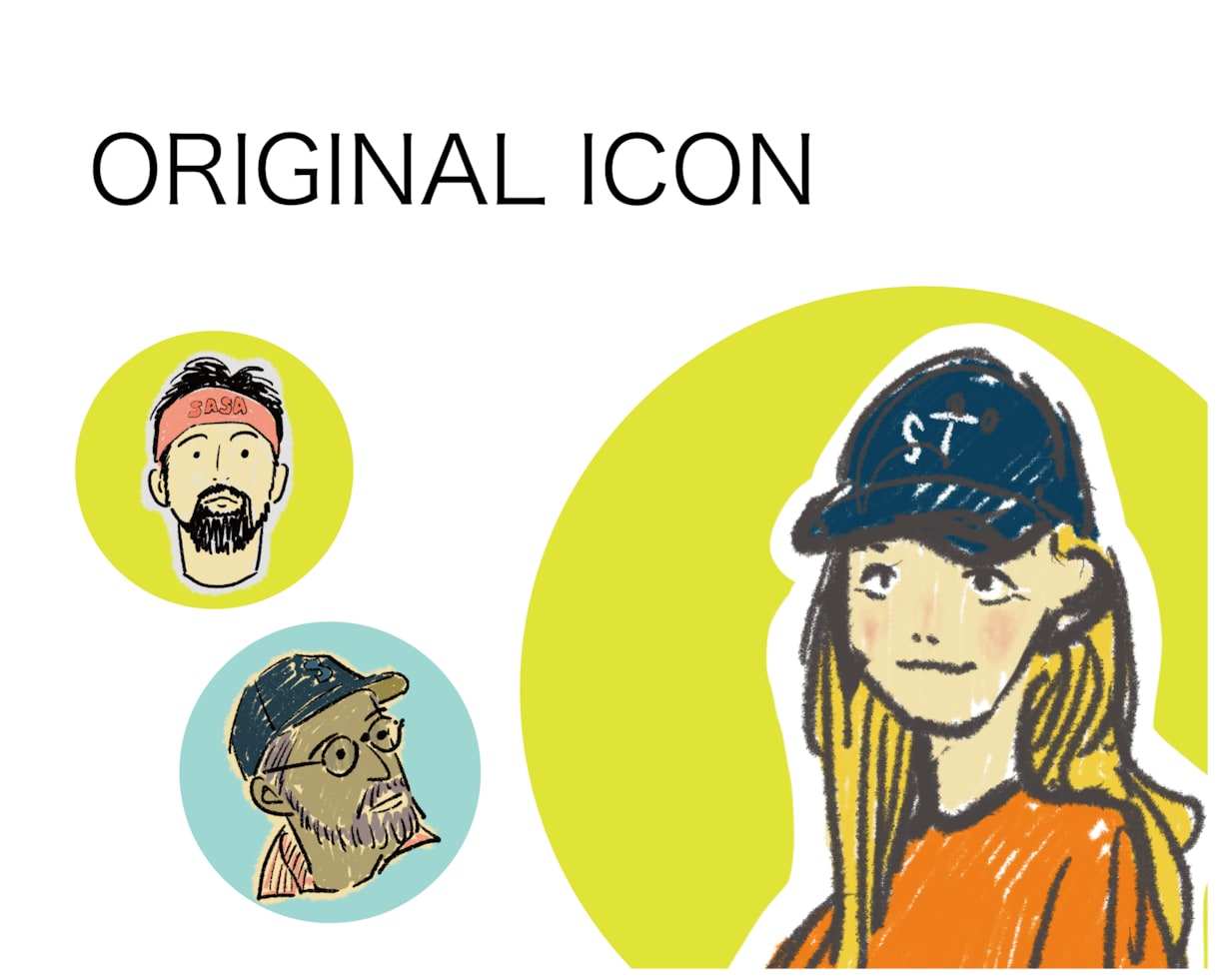 お洒落でちょっとシュールなSNSアイコン描きます お気に入りの帽子やメガネ、ヒゲもポップにデフォルメ！ イメージ1