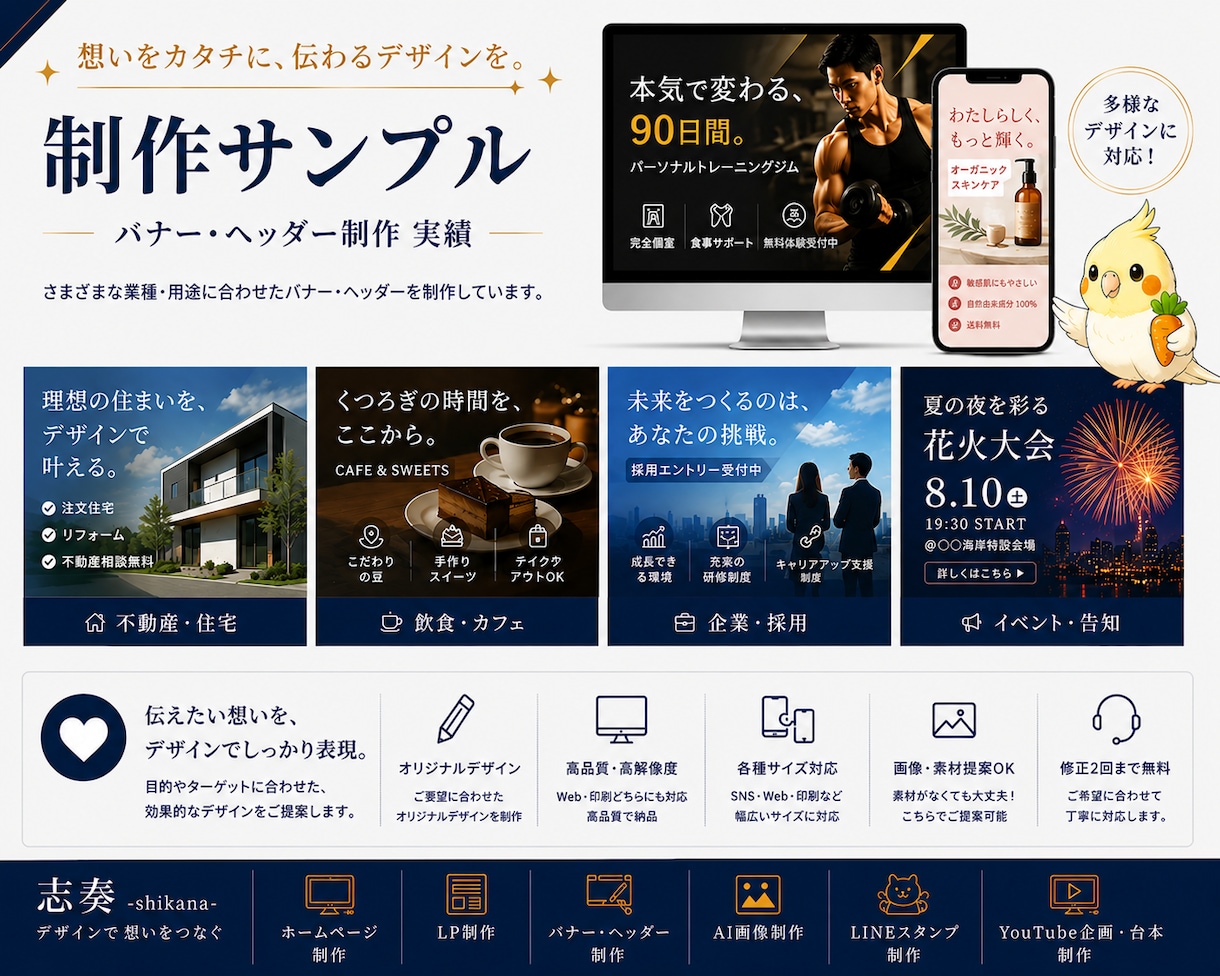 1枚3,000円からバナー・ヘッダー制作致します 目的に合わせたバナー・ヘッダーを丁寧に制作します。 イメージ3
