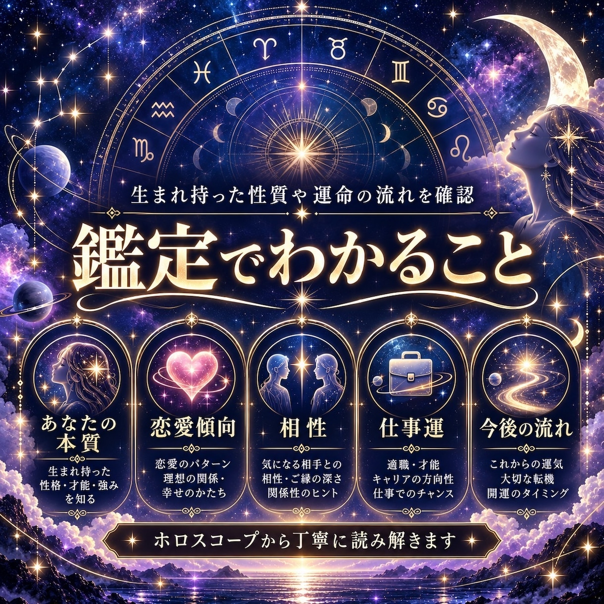 あなたの宿命と未来を読み解く西洋占星術鑑定ます 鑑定士歴10年のプロが、あなたの人生の羅針盤を紐解きます イメージ3