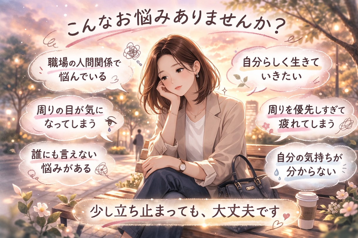 周りに合わせすぎてしんどい心をサポートします もう一人で抱え込まないで。あなたの言葉で私に話してください。 イメージ1