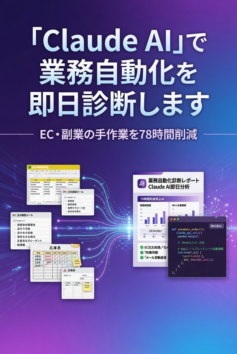 Claude AIで業務自動化を即日診断します EC・副業の手作業を78時間削減する診断書を納品 イメージ1