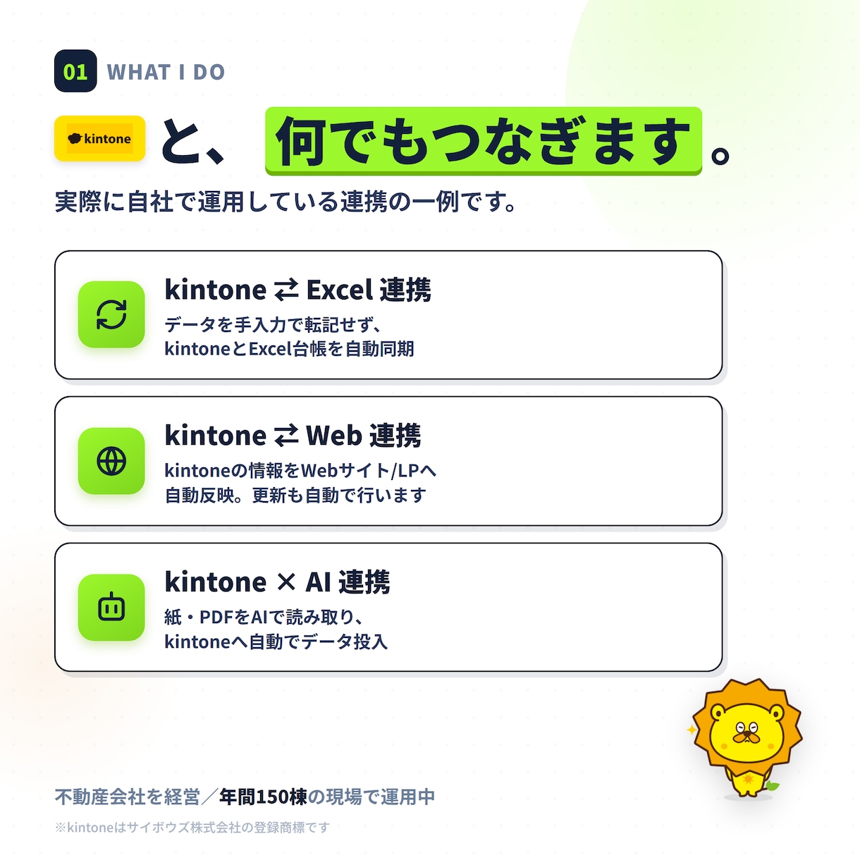 kintoneと外部システムをAI連携します 現役経営者が自社で本番運用｜Excel・Web・AI繋ぎます イメージ2