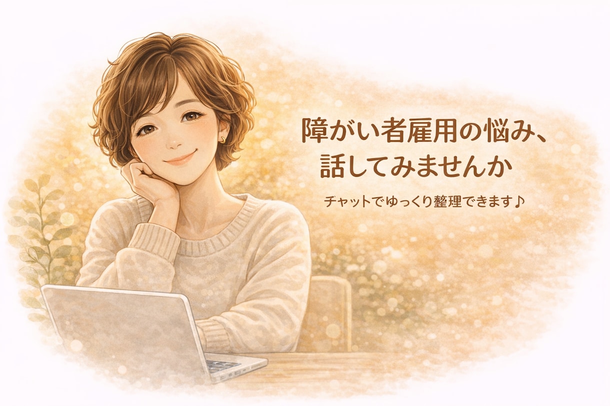 チャット相談｜障がい者雇用の悩み、お聞きします 就労支援・人事15年の経験で丁寧に寄り添います イメージ1