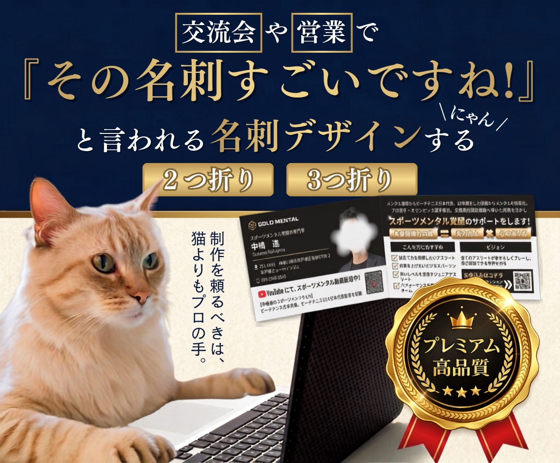 相手から質問される2つ折り・3つ折り名刺作成します 交流会や営業で『その名刺すごいですね！』と言われちゃう！ イメージ1